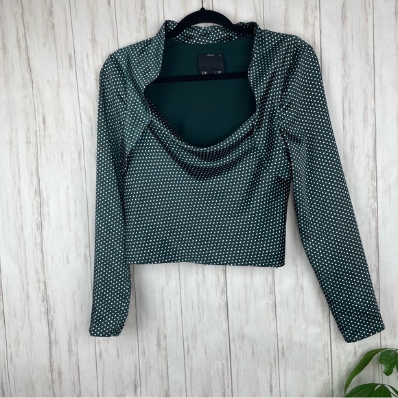 C/MEO NWT green polka dot crop top - Picture 2 of 8